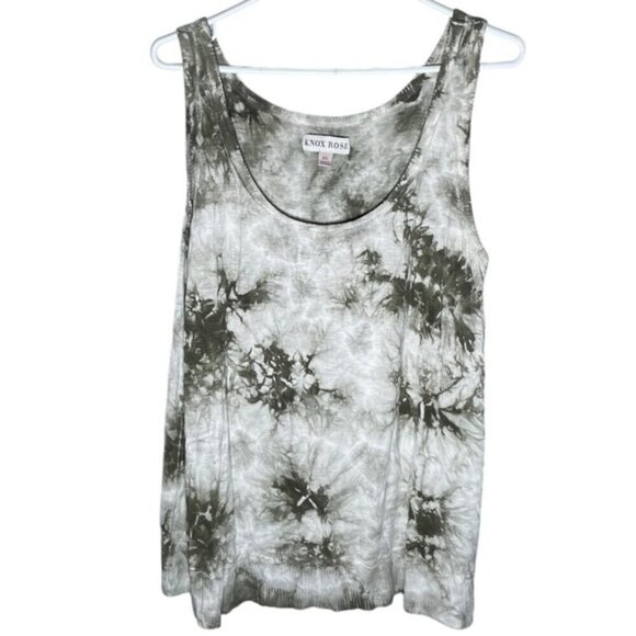 Knox Rose XL Tank Top Green Tie Dye Flowy Casual Beach Vacation Sleeveless Shirt - Picture 1 of 4